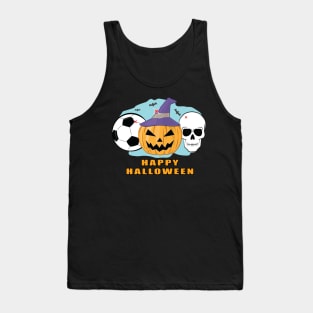 Happy Football / Soccer Halloween - Spooky Skull and Pumpkin Tank Top